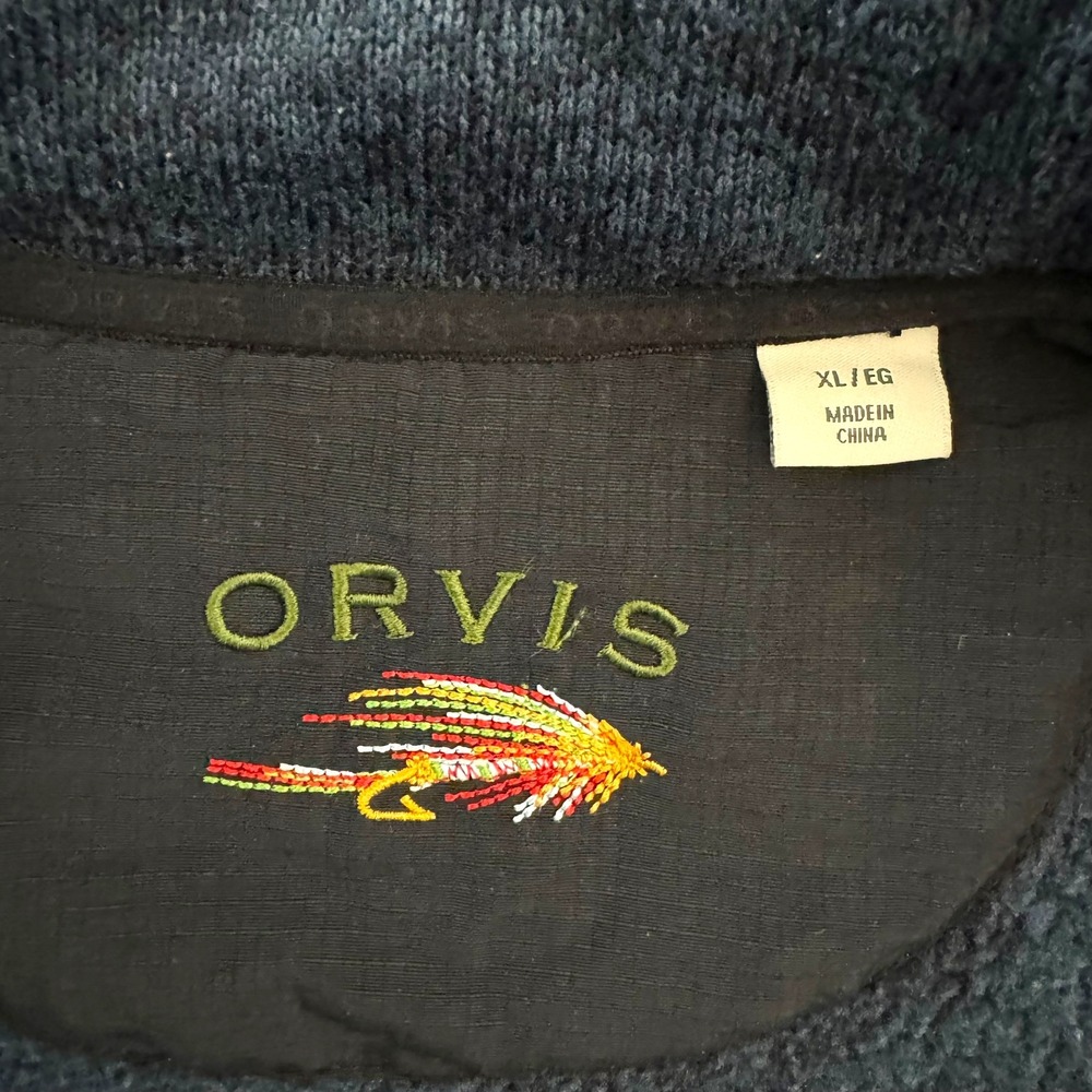 Orvis Men's XL Blue Heathered Fleece Full Zip‎ Vest Zippered Pockets Outdoor - Picture 7 of 9